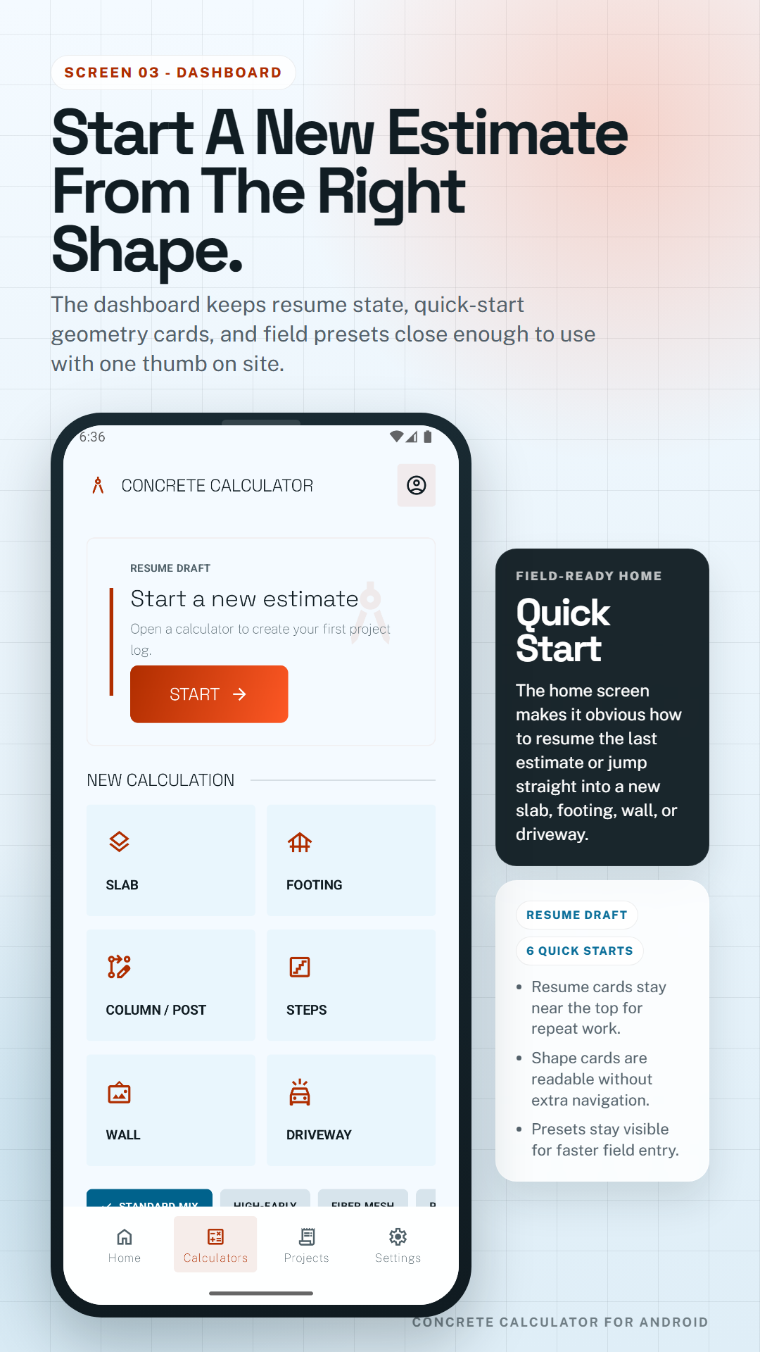 Concrete Calculator dashboard store poster