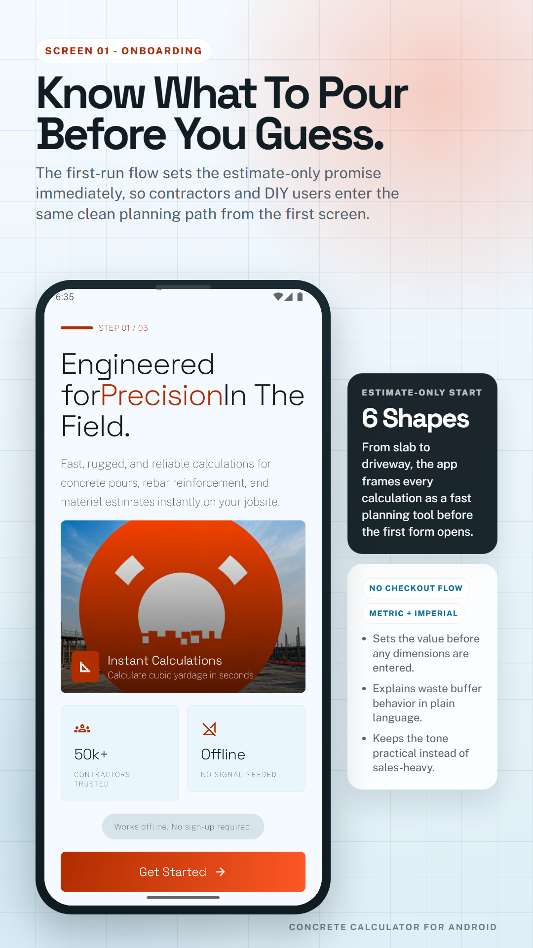 Concrete Calculator onboarding store poster